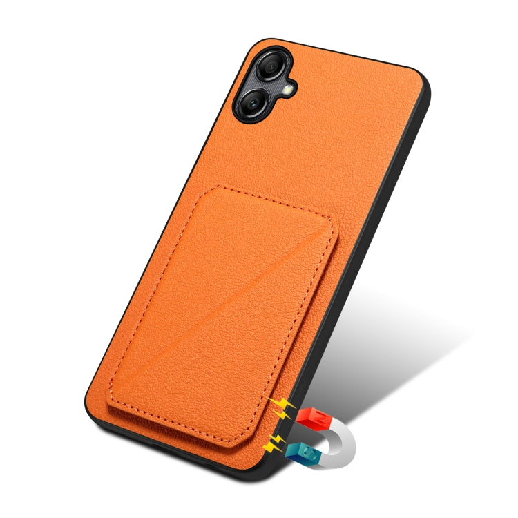 For Samsung Galaxy S24+ 5G Denior Imitation Calf Leather Back Phone Case with Holder(Orange) - Galaxy S24+ 5G Cases by Denior | Online Shopping UK | buy2fix