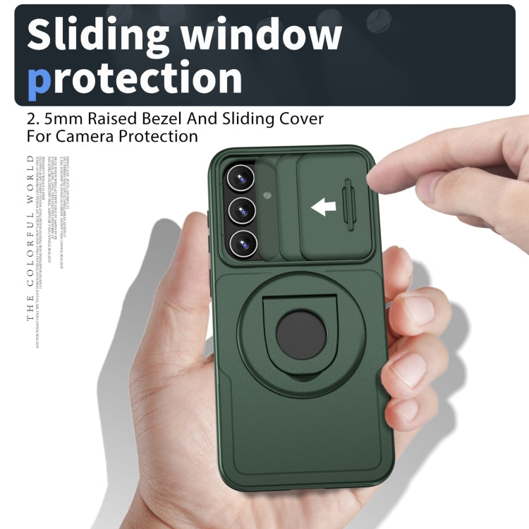For Samsung Galaxy S22 5G Camshield MagSafe Ring Holder Armor Phone Case(Deep Green) - Galaxy S22 5G Cases by buy2fix | Online Shopping UK | buy2fix