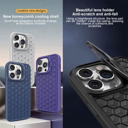 For iPhone 14 Honeycomb Radiating Lens Holder Magsafe Phone Case(Purple) - iPhone 14 Cases by buy2fix | Online Shopping UK | buy2fix