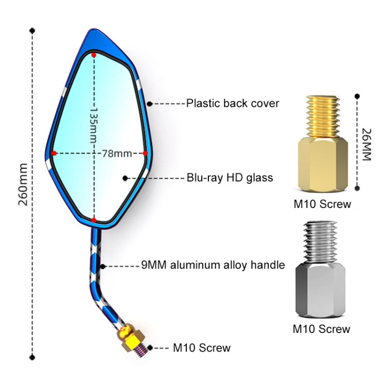 Motorcycle / Electromobile Modified Diamond-shaped Burnt Titanium Plating Rearview Mirror, Style:Gold Burnt Titanium - Side Mirrors by buy2fix | Online Shopping UK | buy2fix