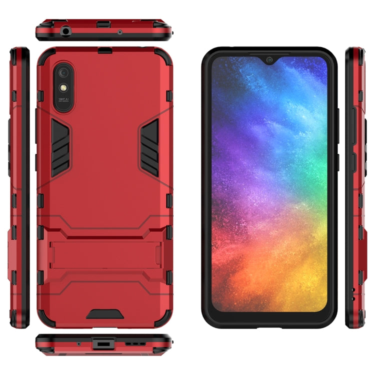 For Xiaomi Redmi 9A PC + TPU Shockproof Protective Case with Holder(Red) - Xiaomi Accessories by buy2fix | Online Shopping UK | buy2fix