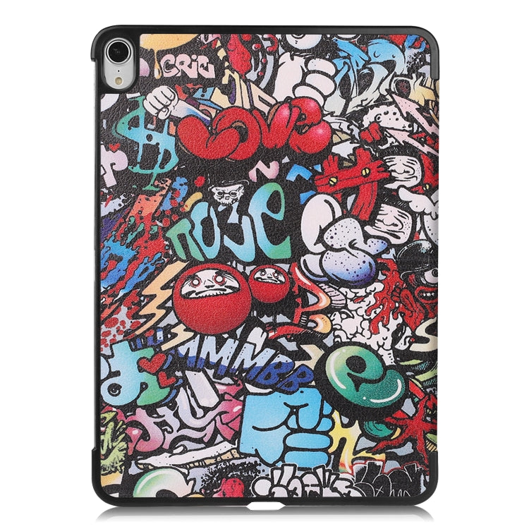 For iPad Air 2022 / 2020 10.9 Colored Drawing Horizontal Flip Leather Case with Three-folding Holder & Sleep / Wake-up Function(Graffiti) - Apple Accessories by buy2fix | Online Shopping UK | buy2fix