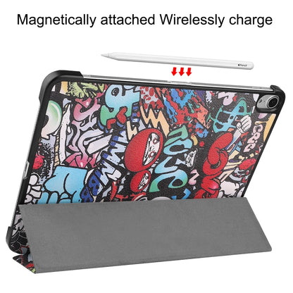 For iPad Air 2022 / 2020 10.9 Colored Drawing Horizontal Flip Leather Case with Three-folding Holder & Sleep / Wake-up Function(Graffiti) - Apple Accessories by buy2fix | Online Shopping UK | buy2fix