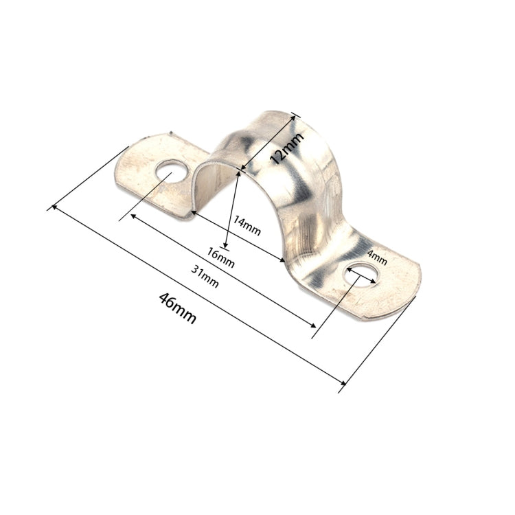 100 PCS M14 304 Stainless Steel Hole Tube Clips U-tube Clamp Connecting Ring Hose Clamp - In Car by buy2fix | Online Shopping UK | buy2fix