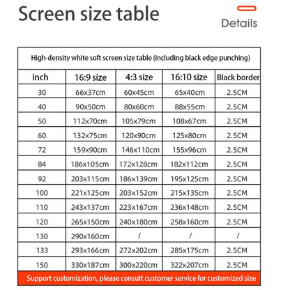 Simple Folding High Density Polyester Projector Film Curtain, Size:100 inch (4:3) Projection Area: 203x152cm - Consumer Electronics by buy2fix | Online Shopping UK | buy2fix