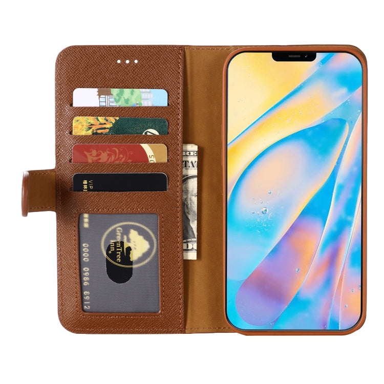 For iPhone 12 / 12 Pro GEBEI Top-grain Leather Horizontal Flip Protective Case with Holder & Card Slots & Wallet & Photo Frame(Brown) - iPhone 12 / 12 Pro Cases by GEBEI | Online Shopping UK | buy2fix