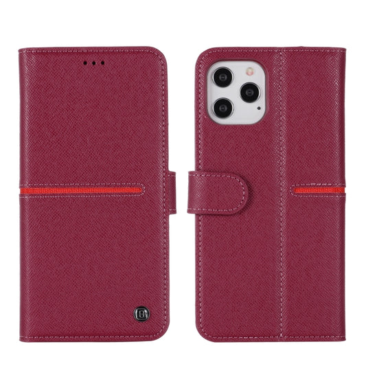 For iPhone 12 Pro Max GEBEI Top-grain Leather Horizontal Flip Protective Case with Holder & Card Slots & Wallet & Photo Frame(Wine Red) - iPhone 12 Pro Max Cases by GEBEI | Online Shopping UK | buy2fix