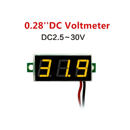 10 PCS 0.28 inch 2 Wires Adjustable Digital Voltage Meter, Color Light Display, Measure Voltage: DC 2.5-30V (Yellow) - Consumer Electronics by buy2fix | Online Shopping UK | buy2fix