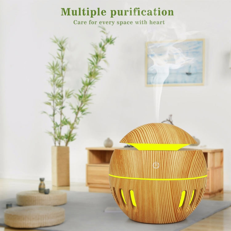 Wood Grain USB Hollowed-out Humidifier Seven Color Aromatherapy Lamp Automatic Alcohol Sprayer with Remote Control(Green) - Home & Garden by buy2fix | Online Shopping UK | buy2fix
