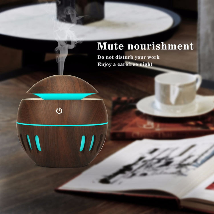 Wood Grain USB Hollowed-out Humidifier Seven Color Aromatherapy Lamp Automatic Alcohol Sprayer with Remote Control(Sky Blue) - Home & Garden by buy2fix | Online Shopping UK | buy2fix