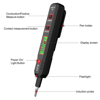 HABOTESA HT89 Contact Type High-sensitivity LCD Digital Display Sound and Light Alarm Test Pen - Consumer Electronics by buy2fix | Online Shopping UK | buy2fix