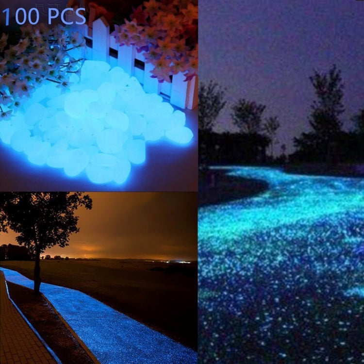 100 PCS Glow in The Dark Garden Pebbles for Walkways & Decoration and Plants Luminous Stones(Blue) - Home & Garden by buy2fix | Online Shopping UK | buy2fix