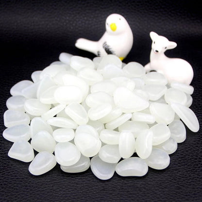 100 PCS Glow in The Dark Garden Pebbles for Walkways & Decoration and Plants Luminous Stones(White) - Home & Garden by buy2fix | Online Shopping UK | buy2fix