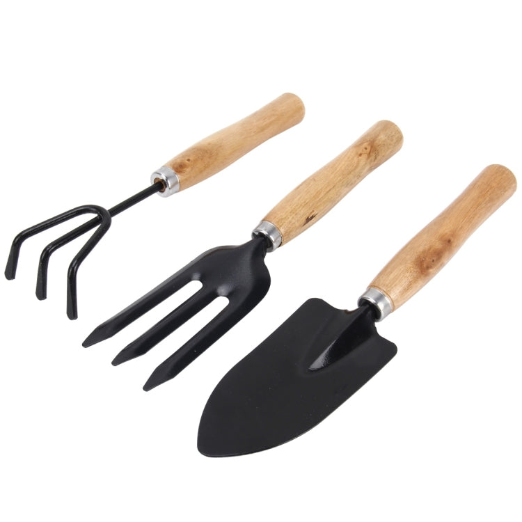 Rake Shovel Digging Trowel 3 in 1  Wooden Handle Metal Head Mini Garden Plant Tool Gardening Tool Garden Flower Tools Garden Tools Combination Set - Home & Garden by buy2fix | Online Shopping UK | buy2fix