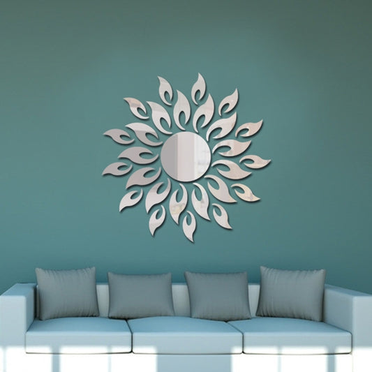 Sunflower Mirror Wall Sticker Bedroom Living Room Decoration Wall Stickers(Silver) - Home & Garden by buy2fix | Online Shopping UK | buy2fix