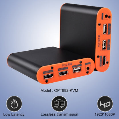 OPT882-KVM HDMI Extender (Receiver & Sender) Fiber Optic Extender with USB Port and KVM Function, Transmission Distance: 20KM (EU Plug) - Amplifier by buy2fix | Online Shopping UK | buy2fix