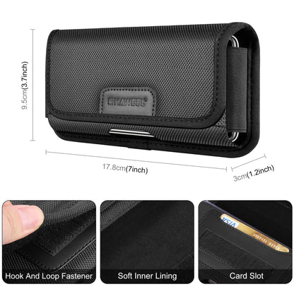 HAWEEL 6.1-6.8 inch Nylon Cloth Phone Belt Clip Horizontal Carrying Pouch with Card Slot (Black) -  by HAWEEL | Online Shopping UK | buy2fix