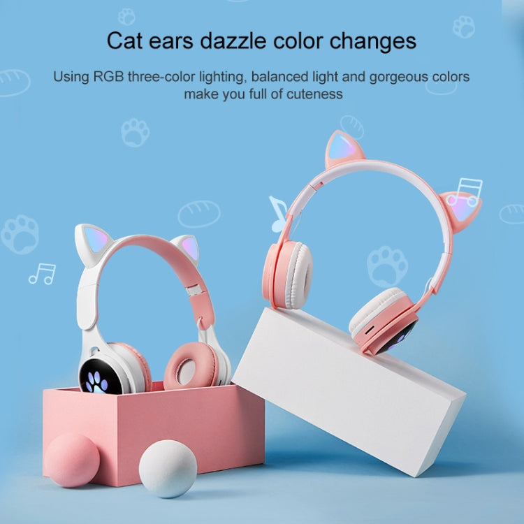 B30 Cat Paw Cat Ears Colorful Luminous Foldable Bluetooth Headset with 3.5mm Jack & TF Card Slot(Purple) - Headset & Headphone by buy2fix | Online Shopping UK | buy2fix