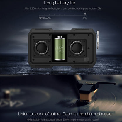 NILLKIN X-Man Portable Outdoor Sports Waterproof Bluetooth Speaker Stereo Wireless Sound Box Subwoofer Audio Receiver, For iPhone, Galaxy, Sony, Lenovo, HTC, Huawei, Google, LG, Xiaomi, other Smartphones(Black) - Waterproof Speaker by NILLKIN | Online Shopping UK | buy2fix