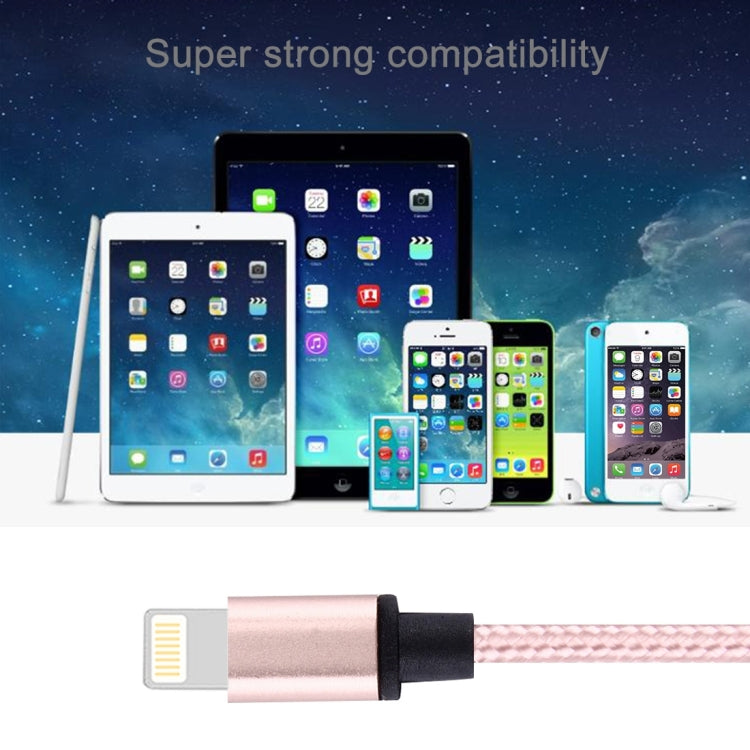 1m Woven Style Metal Head 58 Cores 8 Pin to USB 2.0 Data / Charger Cable(Pink) - Normal Style Cable by buy2fix | Online Shopping UK | buy2fix