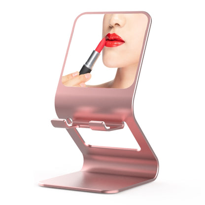 Universal Mobile Phone / Tablet PC Multifunctional Metal Desktop Stand with Makeup Mirror (Pink) - Desktop Holder by buy2fix | Online Shopping UK | buy2fix