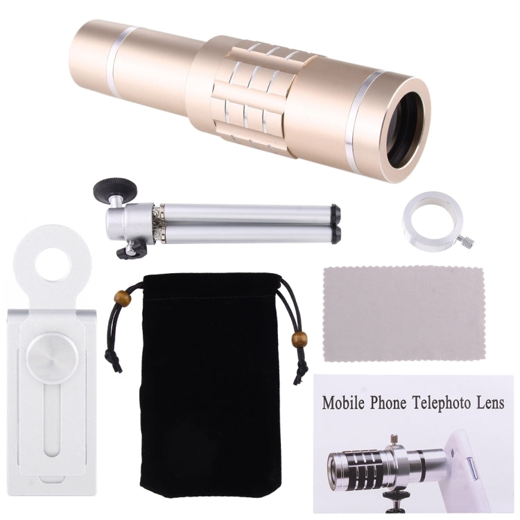 Universal 18X Magnification Lens Mobile Phone 3 in 1 Telescope + Tripod Mount + Mobile Phone Clip(Gold) - Telescope & Microscope by buy2fix | Online Shopping UK | buy2fix