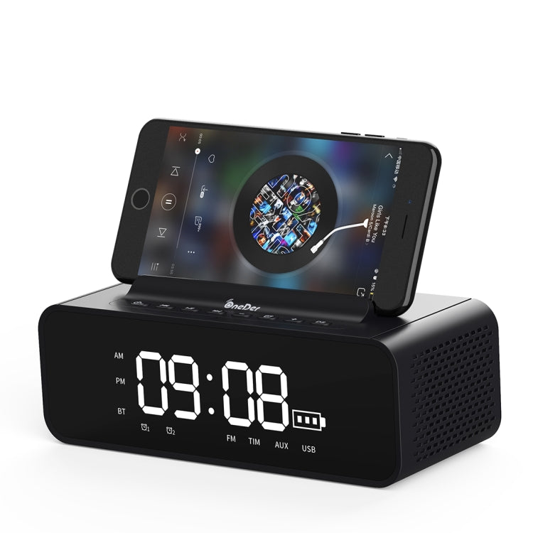 Oneder V06 Smart Sound Box Wireless Bluetooth Speaker, LED Screen Alarm Clock, Support Hands-free & FM & TF Card & AUX & USB Drive (Black) - Desktop Speaker by OneDer | Online Shopping UK | buy2fix