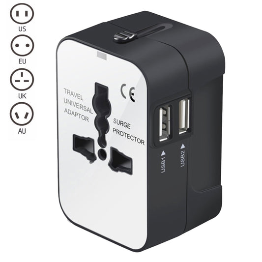 Portable Multi-function Dual USB Ports Global Universal Travel Wall Charger Power Socket, For iPad , iPhone, Galaxy, Huawei, Xiaomi, LG, HTC and Other Smart Phones, Rechargeable Devices(Black) - Consumer Electronics by buy2fix | Online Shopping UK | buy2fix