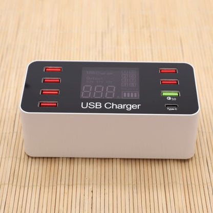 A9+ Multi-function AC 100V~240V 8 Ports USB Digital Display LCD Detachable Charging Station Smart Charger,Support QC3.0(White) - Multifunction Charger by buy2fix | Online Shopping UK | buy2fix