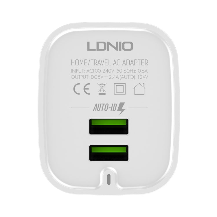 LDNIO A201 2.4A Dual USB Charging Head Travel Direct Charge Mobile Phone Adapter Charger With Micro USB Data Cable(US Plug) - USB Charger by LDNIO | Online Shopping UK | buy2fix