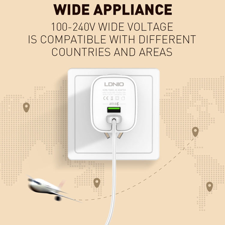 LDNIO A201 2.4A Dual USB Charging Head Travel Direct Charge Mobile Phone Adapter Charger With Micro USB Data Cable(US Plug) - USB Charger by LDNIO | Online Shopping UK | buy2fix