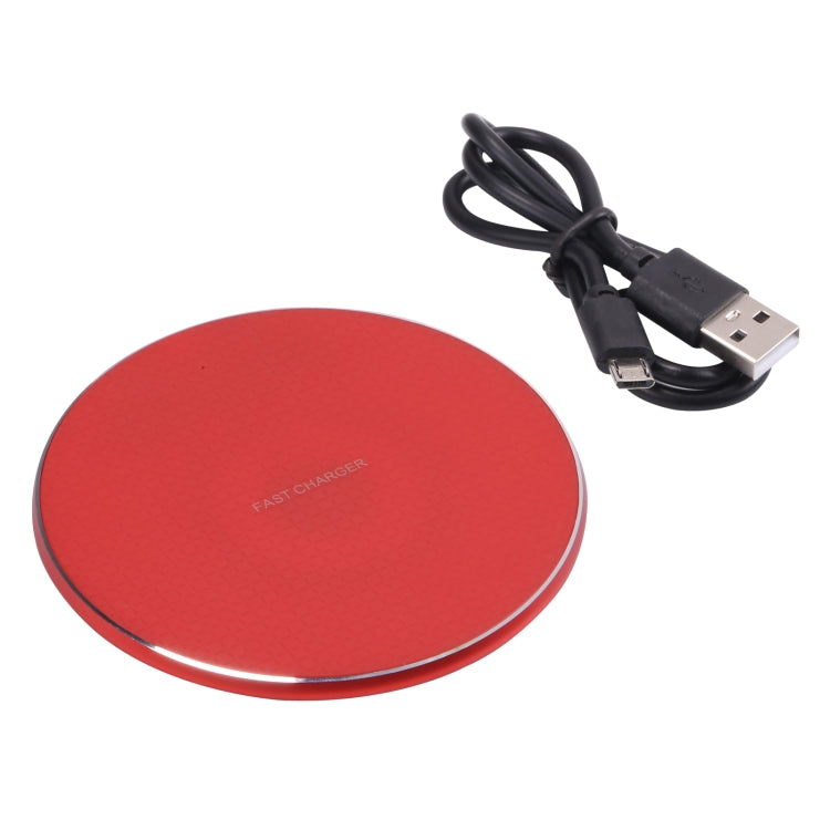 10W QI Plaid Pattern Round Metal Wireless Charger (Red) - Apple Accessories by buy2fix | Online Shopping UK | buy2fix