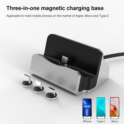 XBX-01 3 in 1 8 Pin + USB-C / Type-C + Micro USB Port Magnetic Charging Base(Black) - Multifunction Charger by buy2fix | Online Shopping UK | buy2fix