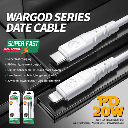 WK WDC-154 Type-C / USB-C to 8 Pin PD 20W Fast Charging Data Cable, Length: 1m(Black) - Normal Style Cable by WK | Online Shopping UK | buy2fix