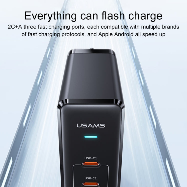 USAMS US-SJ581 T53 3 in 1 140W 3 USB Interfaces GaN Fast Charger Set, UK Plug (Black) -  by USAMS | Online Shopping UK | buy2fix