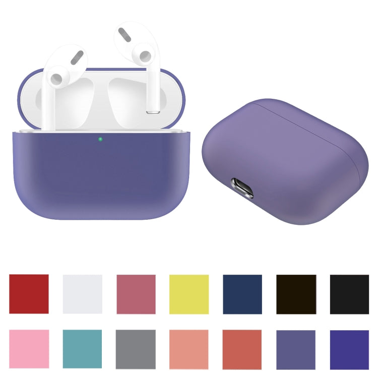 For AirPods Pro Solid Color Silicone Earphone Protective Case(Light Purple) - Apple Accessories by buy2fix | Online Shopping UK | buy2fix