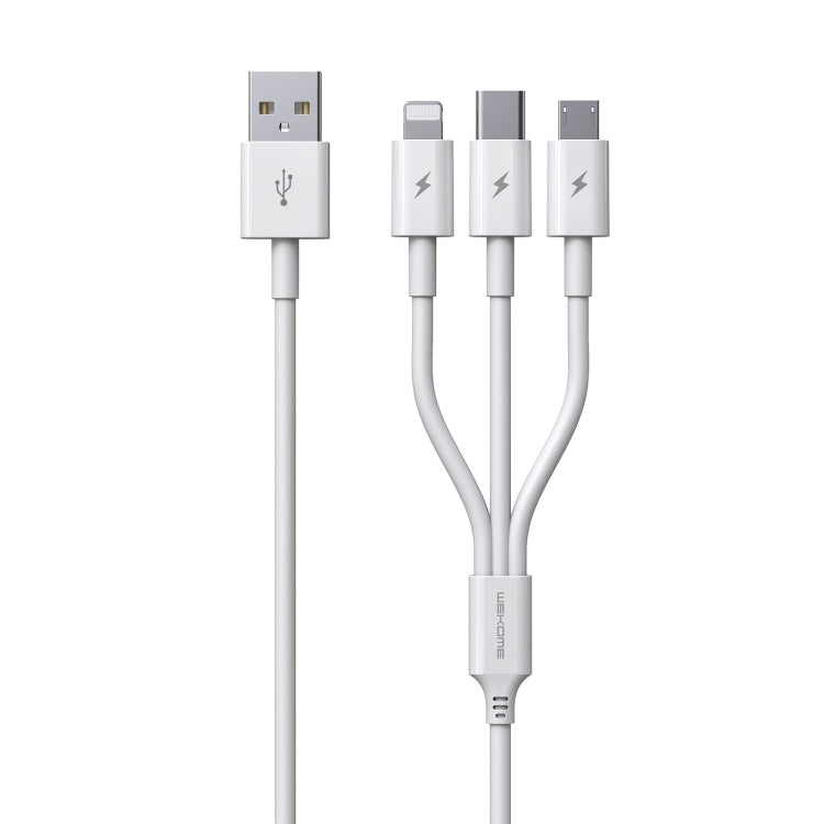 WK WDC-111 5A 3 In 1 8 Pin + Micro + Type-C / USB-C Multi-function Super-fast Charging Cable, Length: 1.3m(White) - Multifunction Cable by WK | Online Shopping UK | buy2fix