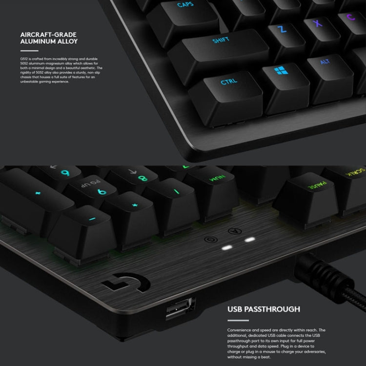 Logitech G512 RGB C-axis Mechanical Wired Gaming Keyboard, Length: 1.8m (Black) - Wired Keyboard by Logitech | Online Shopping UK | buy2fix