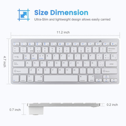 WB-8022 Ultra-thin Wireless Bluetooth Keyboard for iPad, Samsung, Huawei, Xiaomi, Tablet PCs or Smartphones, Spanish Keys(Silver) - Computer & Networking by buy2fix | Online Shopping UK | buy2fix