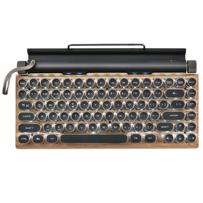 TW1867 Round Retro Punk Keycap Mechanical Wireless Bluetooth Keyboard (Wood) - Computer & Networking by buy2fix | Online Shopping UK | buy2fix