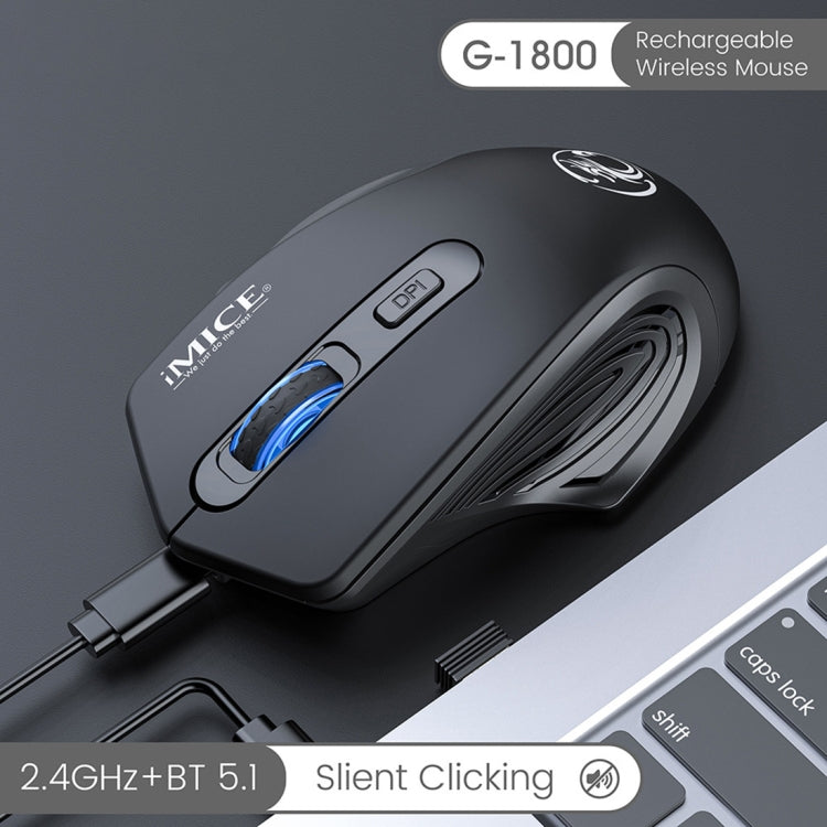 iMICE G-1800 Rechargeable 4 Buttons 1600 DPI 2.4GHz & Bluetooth Silent Wireless Mouse for Computer PC Laptop (Black) - Computer & Networking by iMICE | Online Shopping UK | buy2fix