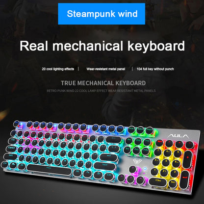 AULA S2016 104-keys Square Key Cap Mixing Light Mechanical Blue Switch Metal Panel Wired USB Gaming Keyboard, Length: 1.6m - Wired Keyboard by AULA | Online Shopping UK | buy2fix