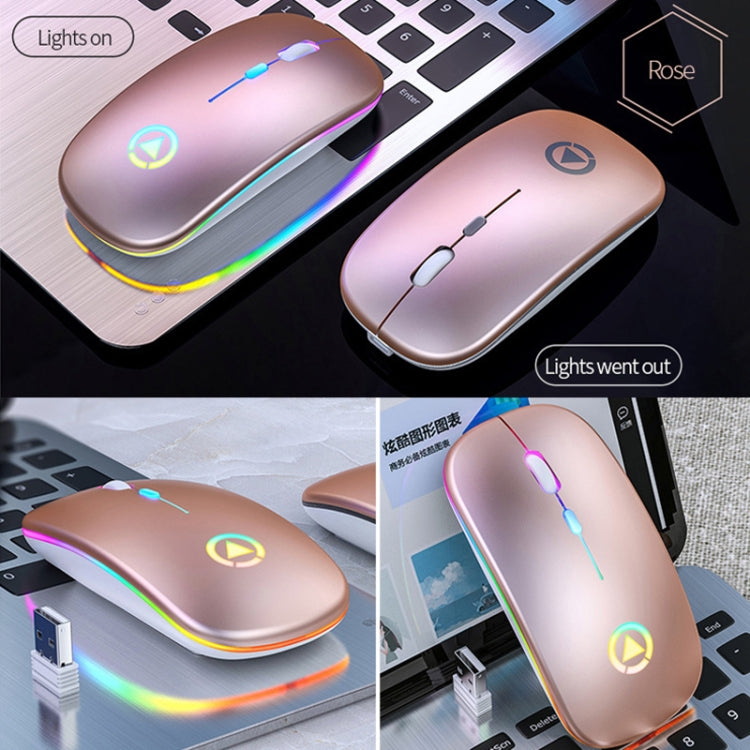 YINDIAO A2 2.4GHz 1600DPI 3-modes Adjustable RGB Light Rechargeable Wireless Silent Mouse (Rose Gold) - Computer & Networking by YINDIAO | Online Shopping UK | buy2fix