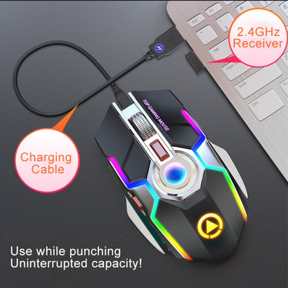 YINDIAO A5 2.4GHz 1600DPI 3-modes Adjustable Rechargeable RGB Light Wireless Silent Gaming Mouse (Grey) - Computer & Networking by YINDIAO | Online Shopping UK | buy2fix