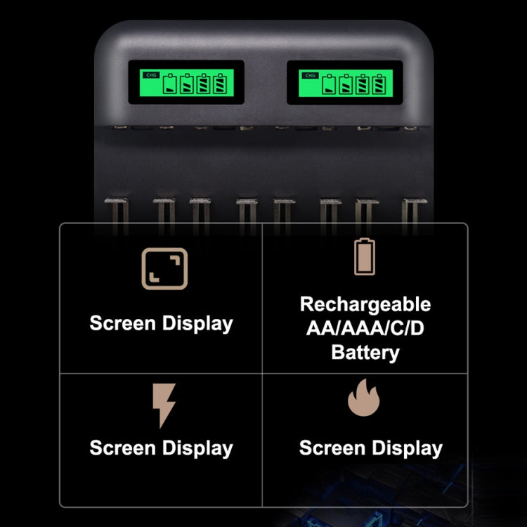 5V 2A USB 8 Slot Battery Charger for AA & AAA & C / D Battery, with LCD Display - Consumer Electronics by buy2fix | Online Shopping UK | buy2fix