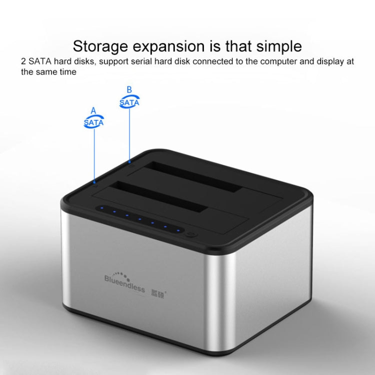 Blueendless 2.5 / 3.5 inch SATA USB 3.0 2 Bay Offline Copy Hard Drive Dock (EU Plug) - HDD Enclosure by Blueendless | Online Shopping UK | buy2fix