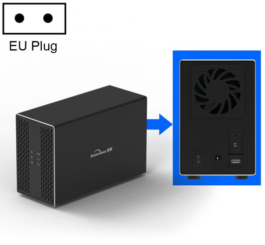Blueendless Type-C / USB-C Interface 3.5 inch 2 Bay RAID Combination Array HDD External Enclosure (EU Plug) - HDD Enclosure by Blueendless | Online Shopping UK | buy2fix