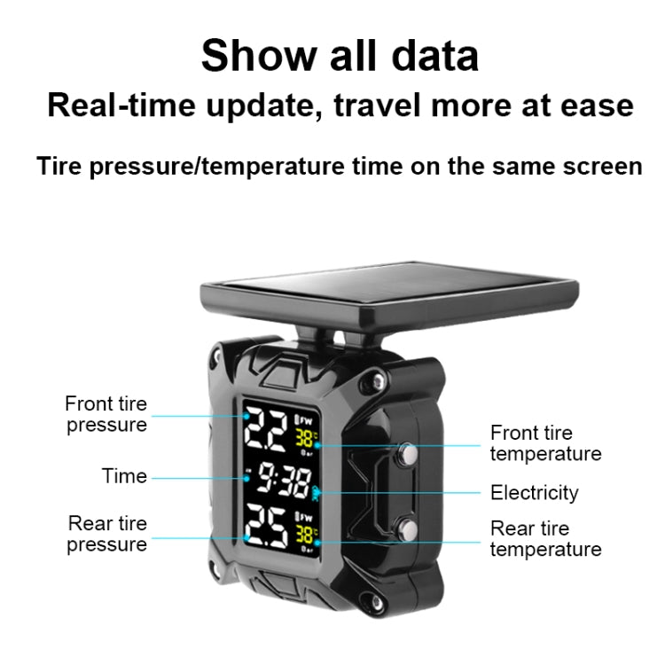 M9 Motorcycle Solar Wireless Tire Pressure Monitor  Tire Pressure -  by buy2fix | Online Shopping UK | buy2fix