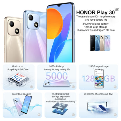 Honor Play 30 5G VNE-AN00, 8GB+128GB, China Version, Face Identification, 5000mAh, 6.5 inch Magic UI 5.0 /Android 11 Qualcomm Snapdragon 480 Plus Octa Core up to 2.2GHz, Network: 5G, Not Support Google Play(Gold) - Honor by Huawei | Online Shopping UK | buy2fix