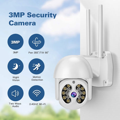 Tuya QX56 3.0 Million Pixels IP66 Waterproof 2.4G Wireless IP Camera, Support Motion Detection & Two-way Audio & Full Color Night Vision & TF Card, UK Plug - Security by buy2fix | Online Shopping UK | buy2fix